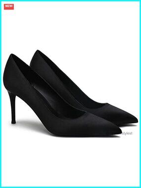Women Satin Pointed Toe Stiletto High Heel Pumps Office Wedding